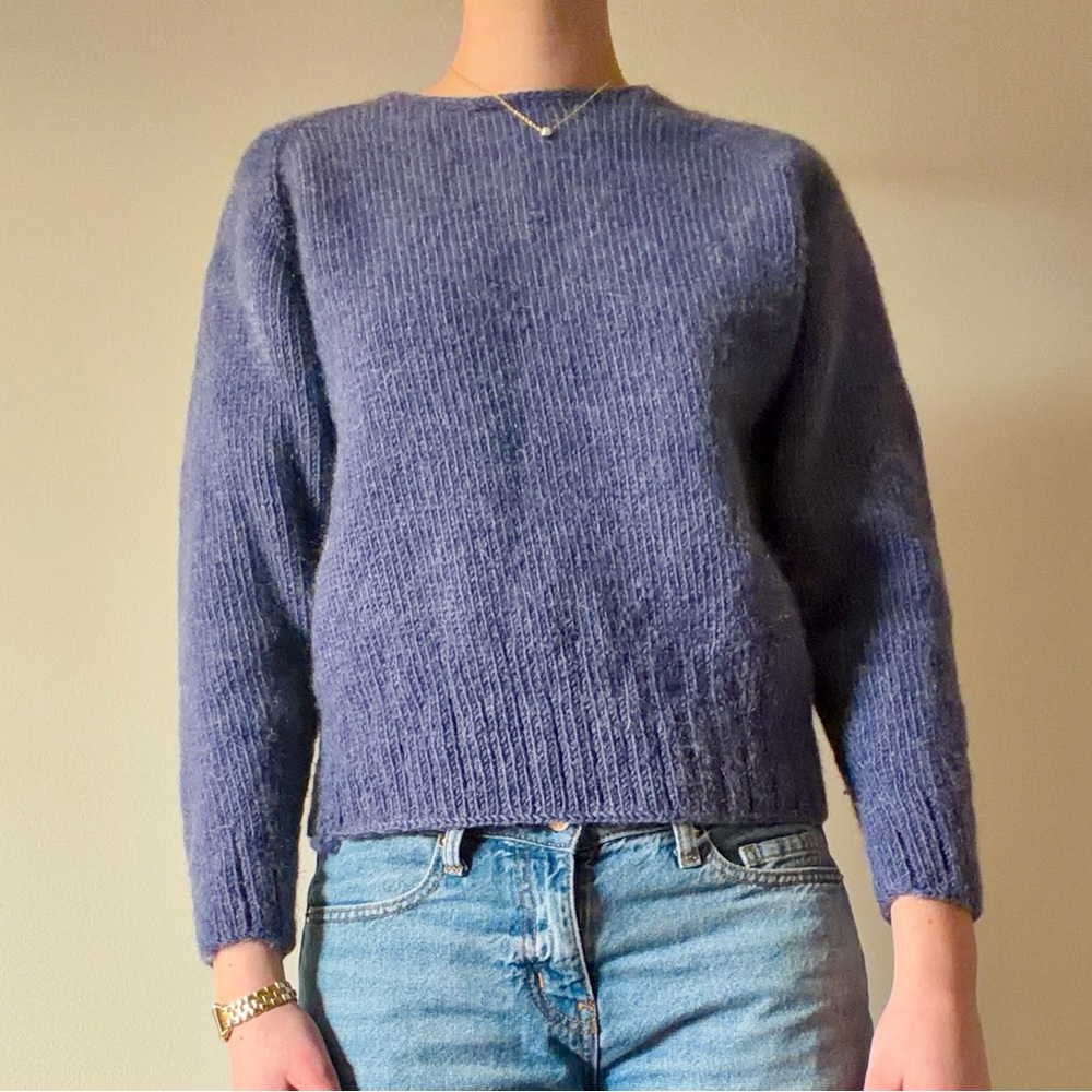 Handknit Women's Wool Purple/Blue Sweater